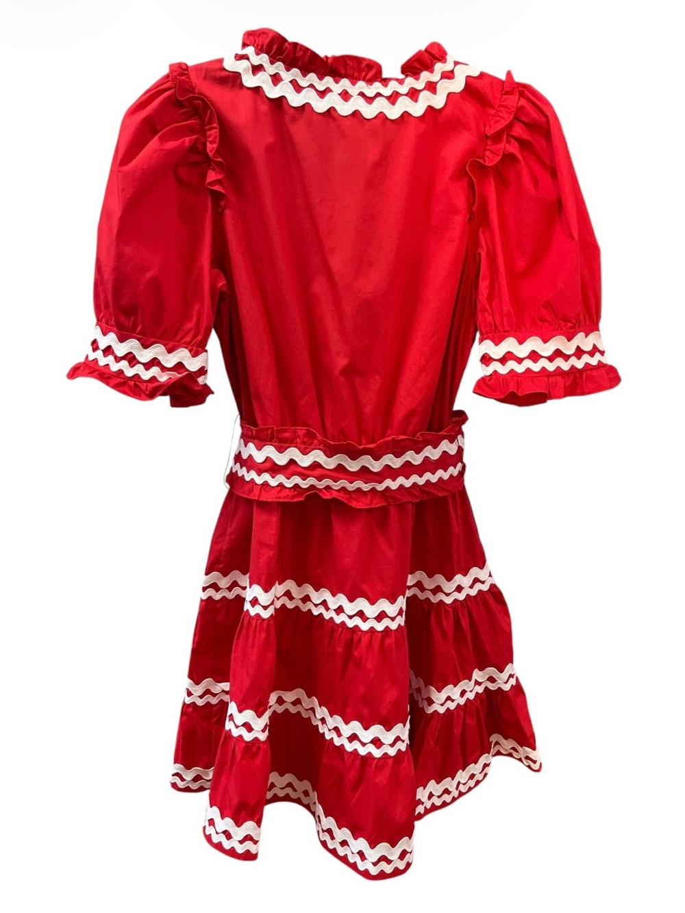 Sugarlips Red Ruffle Ric-Rac Wrap Mini Dress NWT Size S - Picture 2 of 6